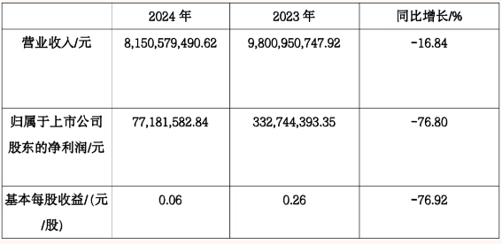 中順潔柔2024年實現營業收入81.51億元