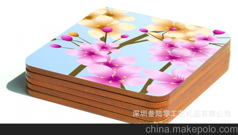 工廠定做 風景圖案灰板紙禮品杯墊 軟木杯墊 MDF杯墊禮品